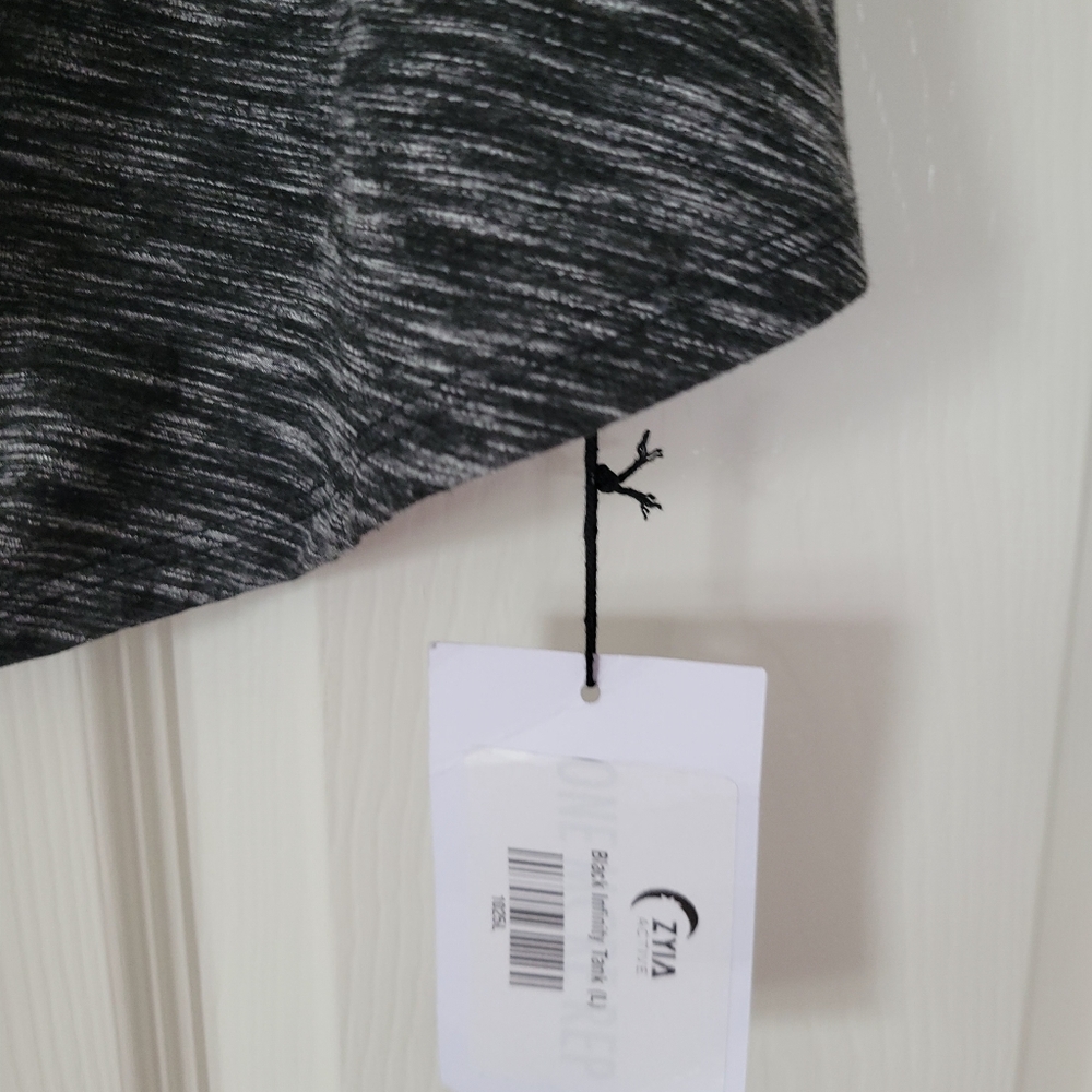 Zyia Active Womens Heathered Black/Gray Infinity Tank Front Tie New With Tags - Picture 3 of 5